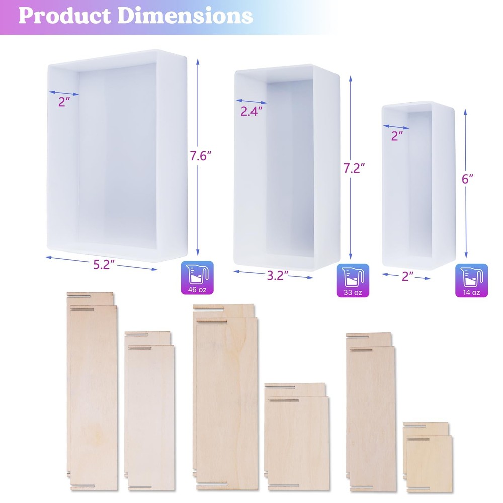 LET'S RESIN Rectangle Silicone Resin Molds, rectangle molds, Molds