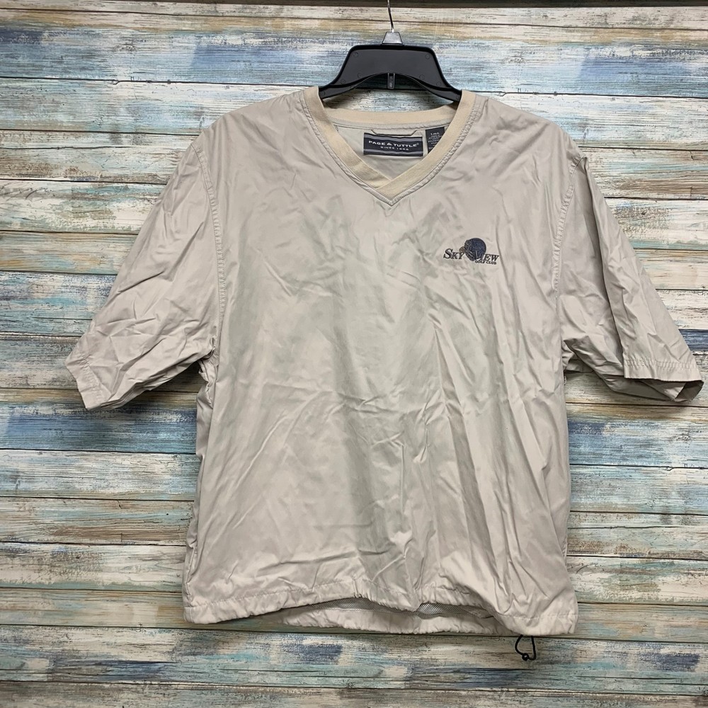 Page & Tuttle Mens Golf Pullover Large Windbreaker  SkyView Golf Beige