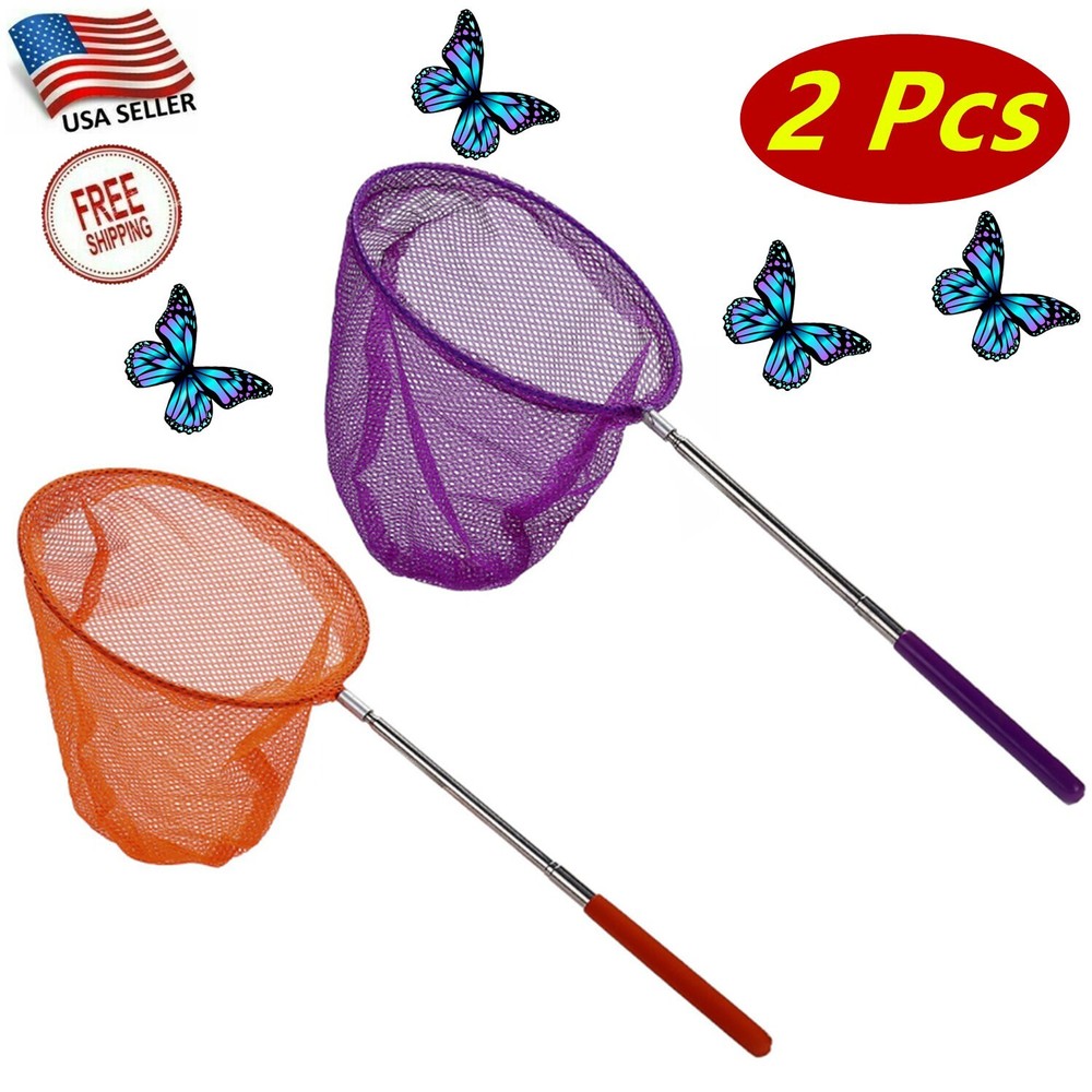 2 Pc Extendable Butterfly Net Catching Bugs Insects Extendable 34in Random Color