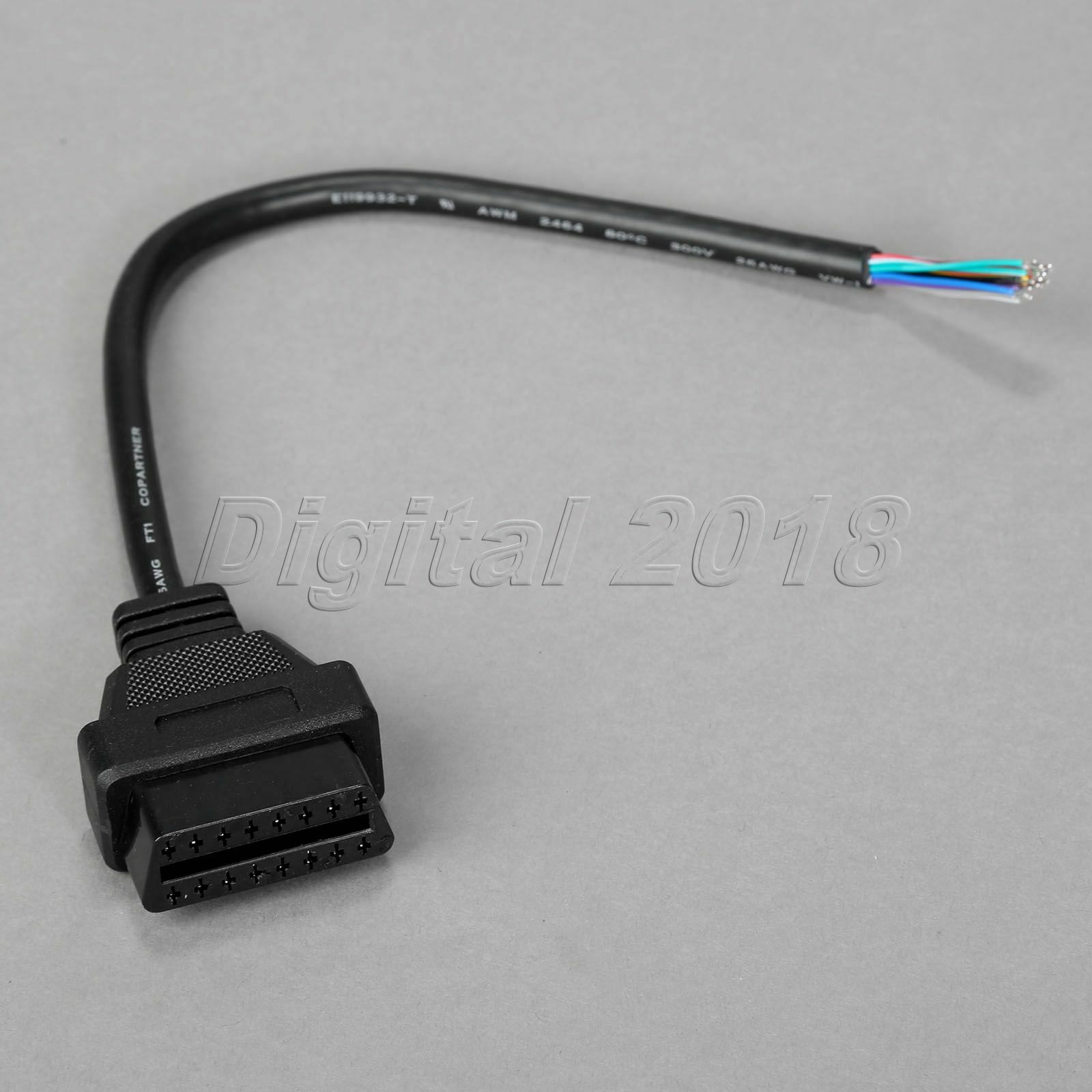 OBD2 OBD-II 16 Pin Female Extension Connector To Open Plug Wire Diagnostic Cable
