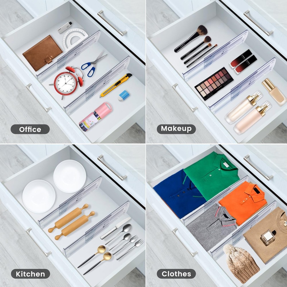 6 Pack Adjustable Drawer Dividers for Clothes,5" High Expandable From 13-21" ...