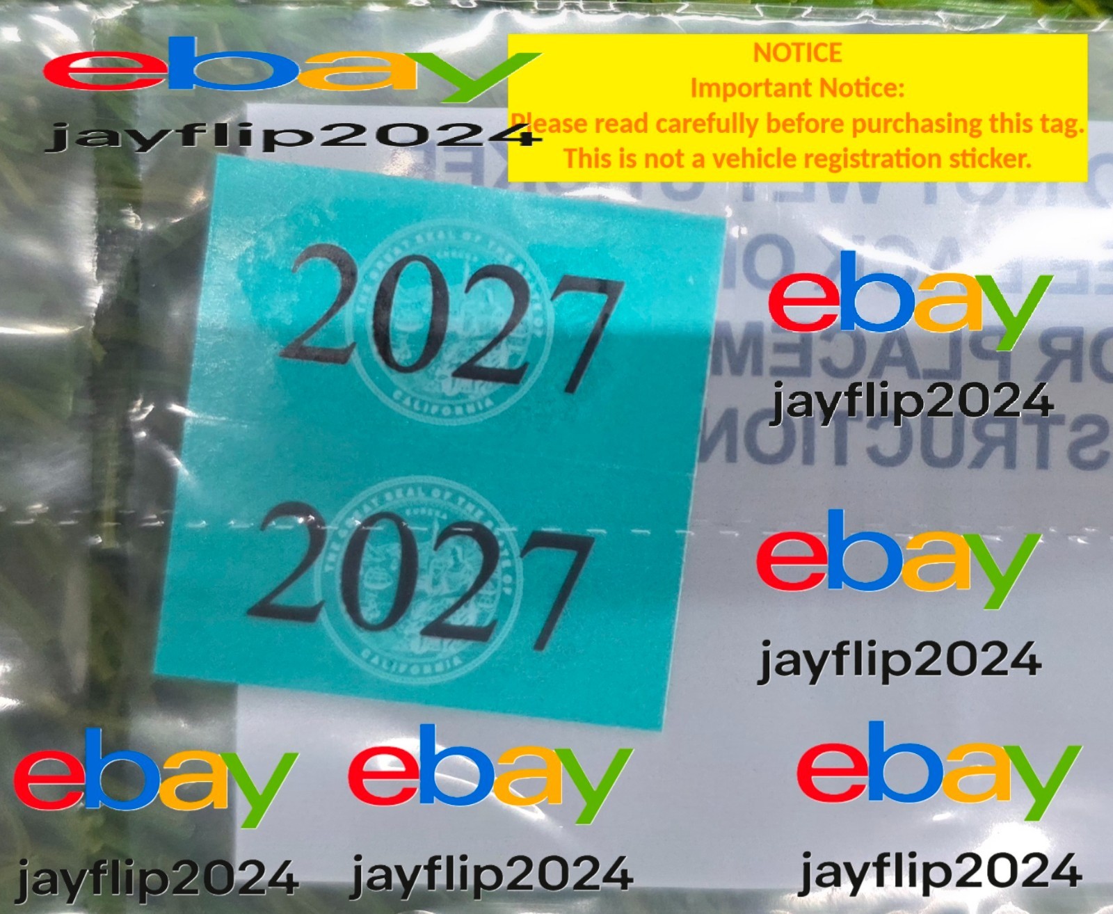 NOT A REGISTRATION TAG-DMV STICKER CVRA 2027 GREEN California Commercial Vehicle