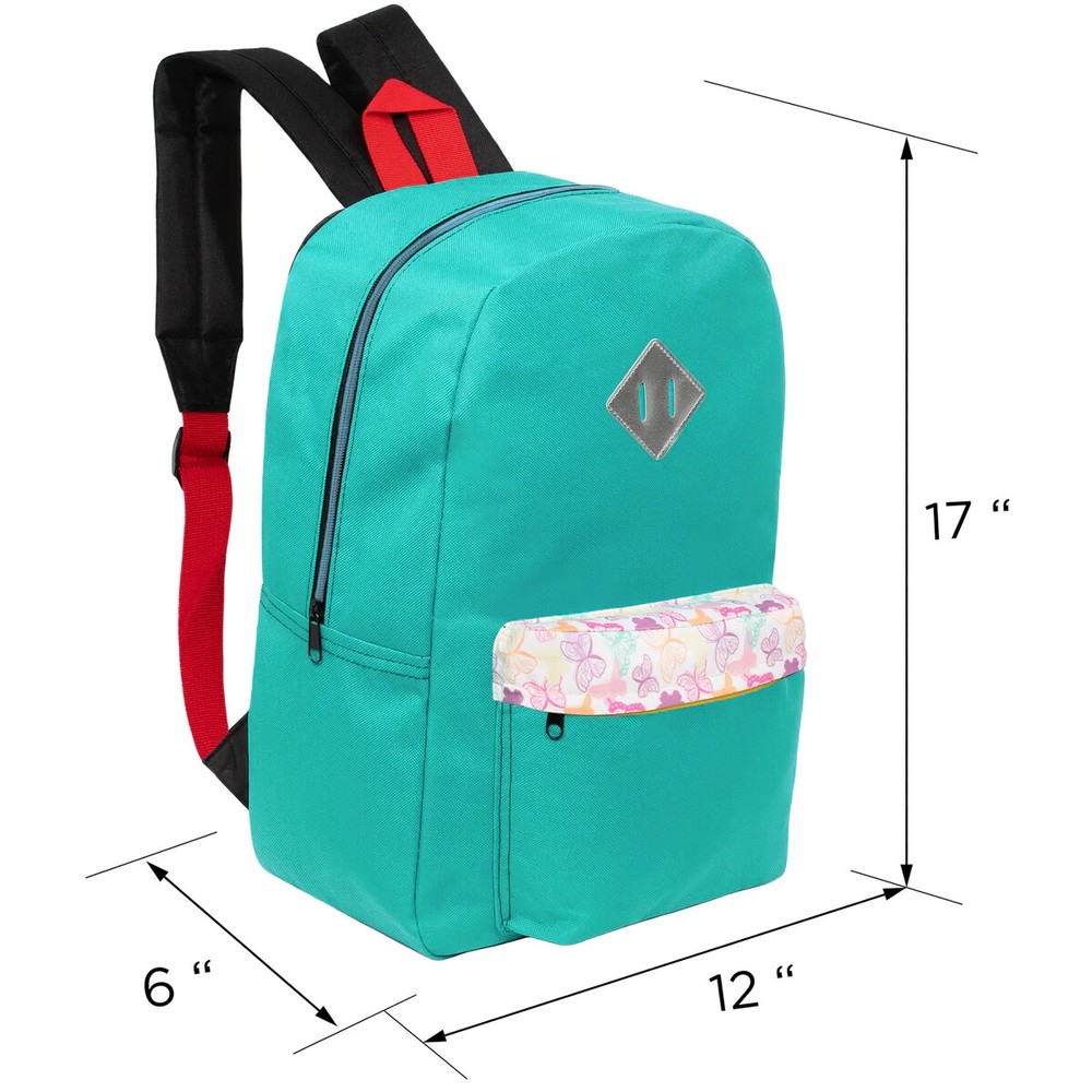 17" Multi Color Backpacks with a Diamond Patch & Padded Back - Case Pack 24