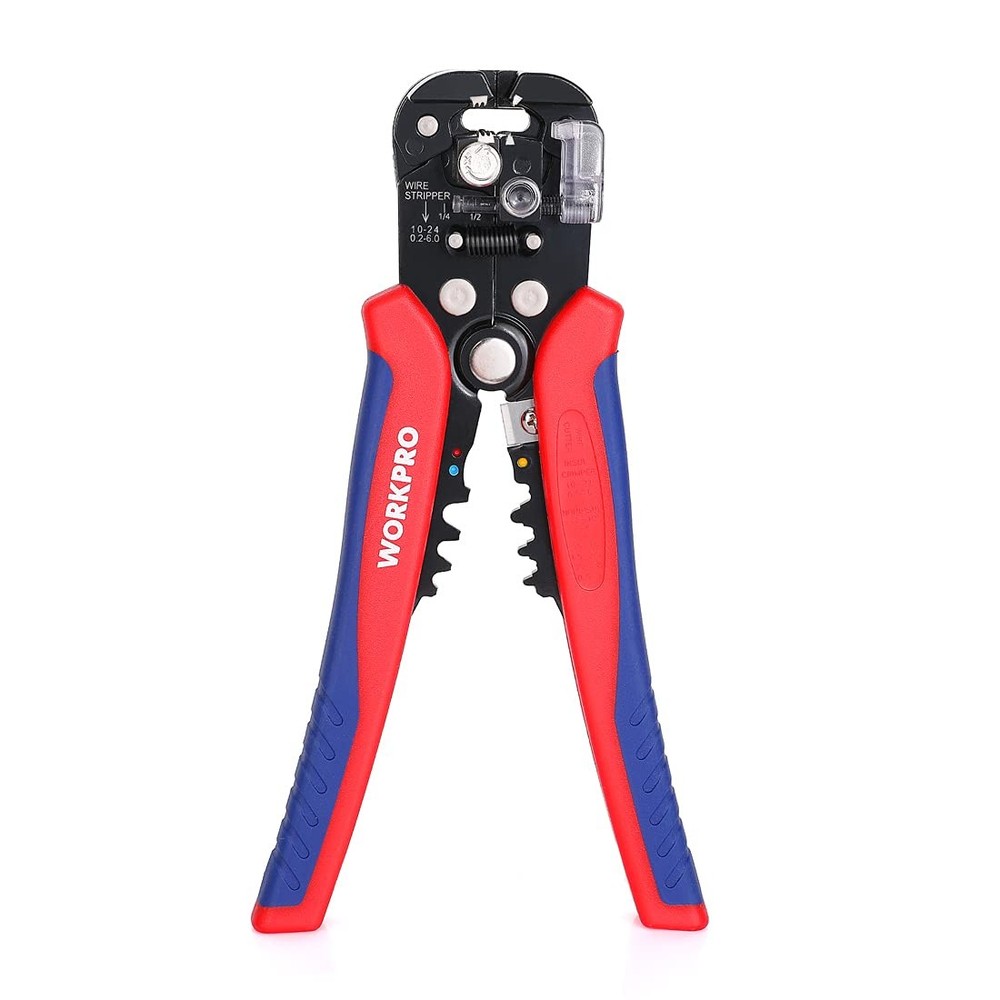 WORKPRO Self Adjusting Wire Stripper, 3-in-1 Automatic 8 Inch, Red&blue