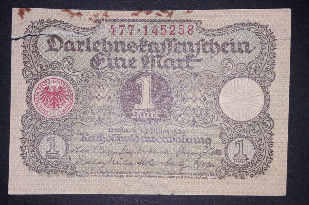 Germany 1 mark banknote, 1920year,poor condition