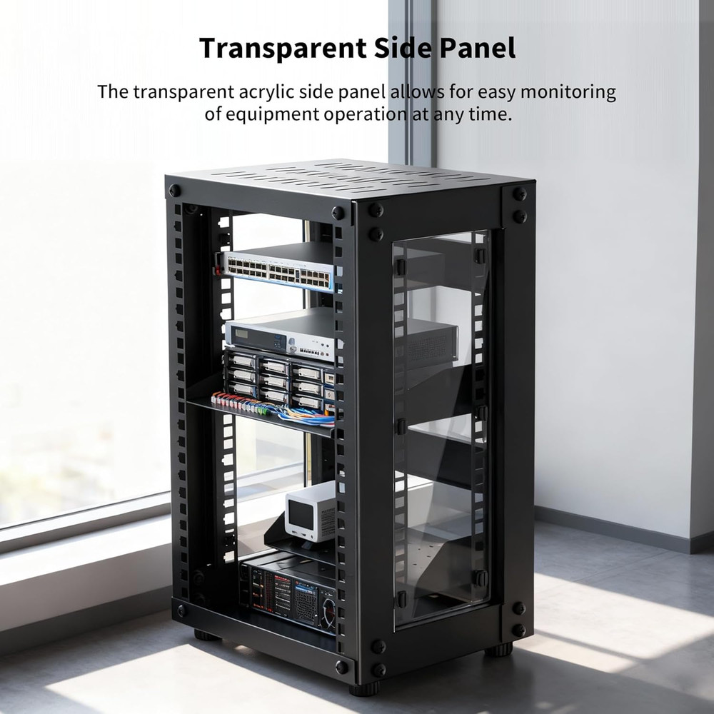 Compact 8U Mini Server Rack Cabinet for Network & A/V Equipment, Black