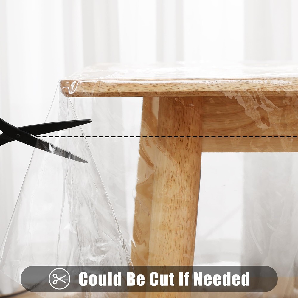 60x84Inch Clear Rectangular Table Cloth Waterproof Spill Proof Vinyl Table Cover