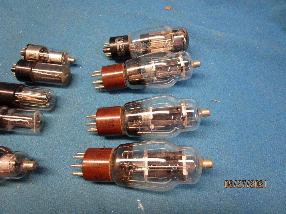 17 Used Untested RCA Vacuum Tubes Various Sizes and Styles