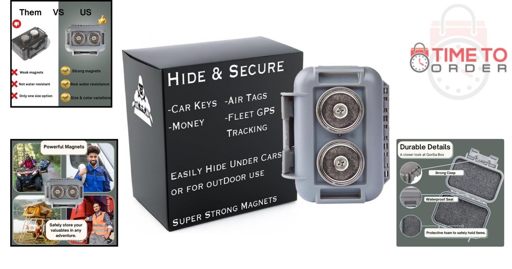 Magnetic Key Box Waterproof Moistureproof Under Car Secure Storage for Keys