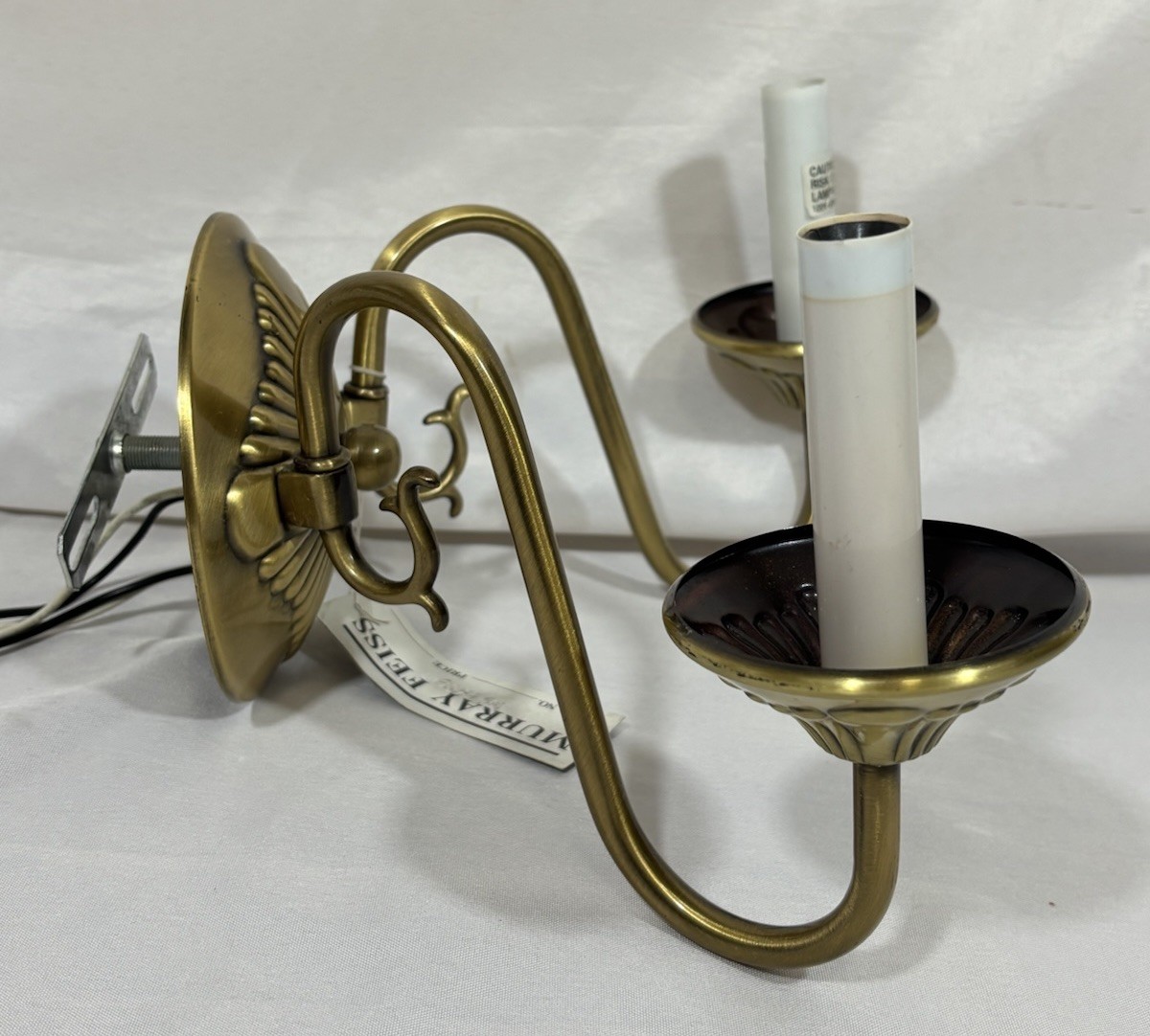 Vintage NOS Murray Feiss Brass Double Wall Sconce 12.5"W 2 Arm