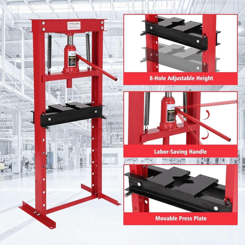 Shop Press 12 Ton H-Frame Hydraulic Adjustable Work Table