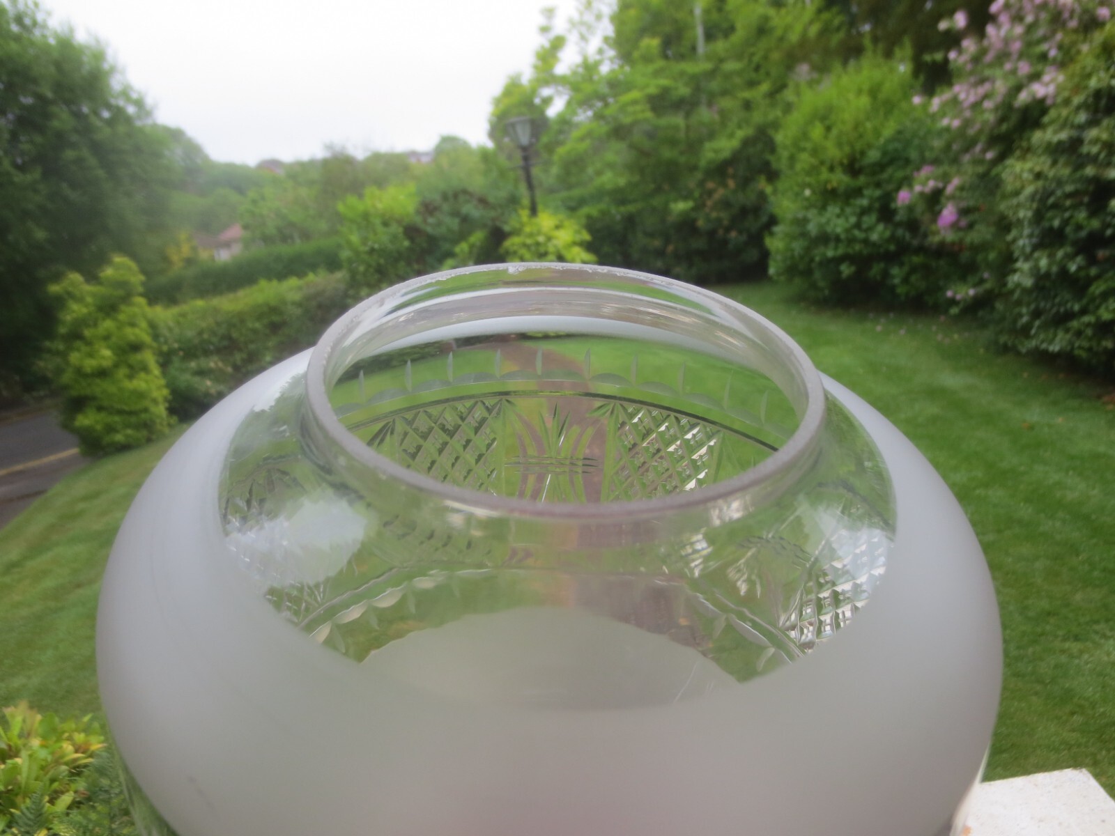 Superb Antique Victorian Cut Glass Duplex Beehive Oil Lamp Shade