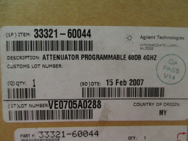 Agilent Technologies 33321-60044 Attenuator Programmable 60DB 4GHZ