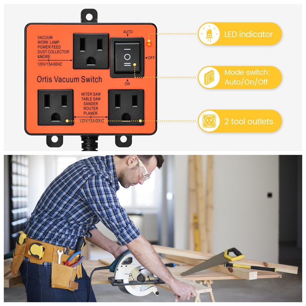 Automatic Vacuum Switch Vacuum Switch for More Power Tools Delay Vacuum On/Of...