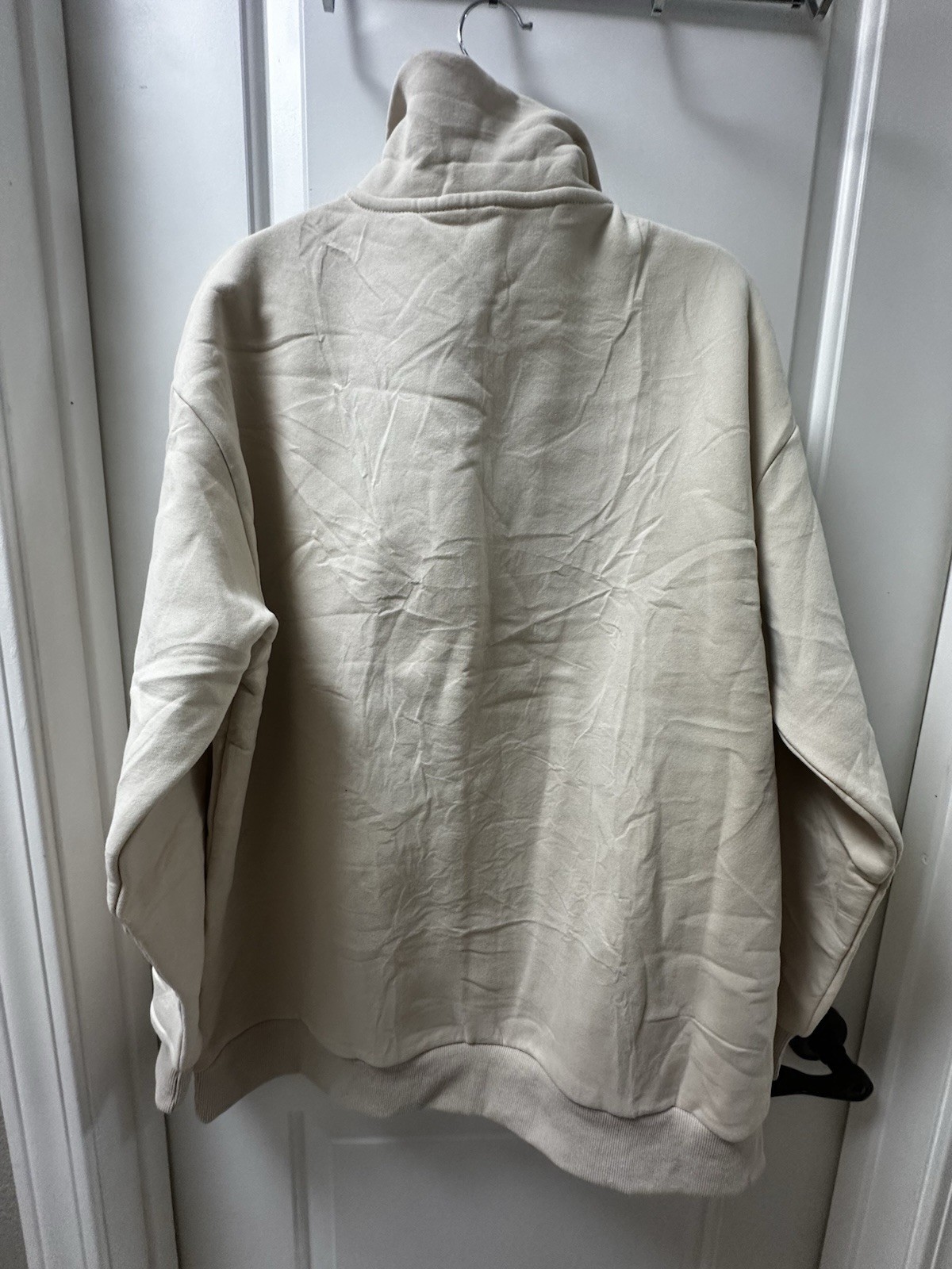 Women’s Long Sleeve Ivory Notched Collar 1/2 Zip Black Zipper Pullover XL NWOT