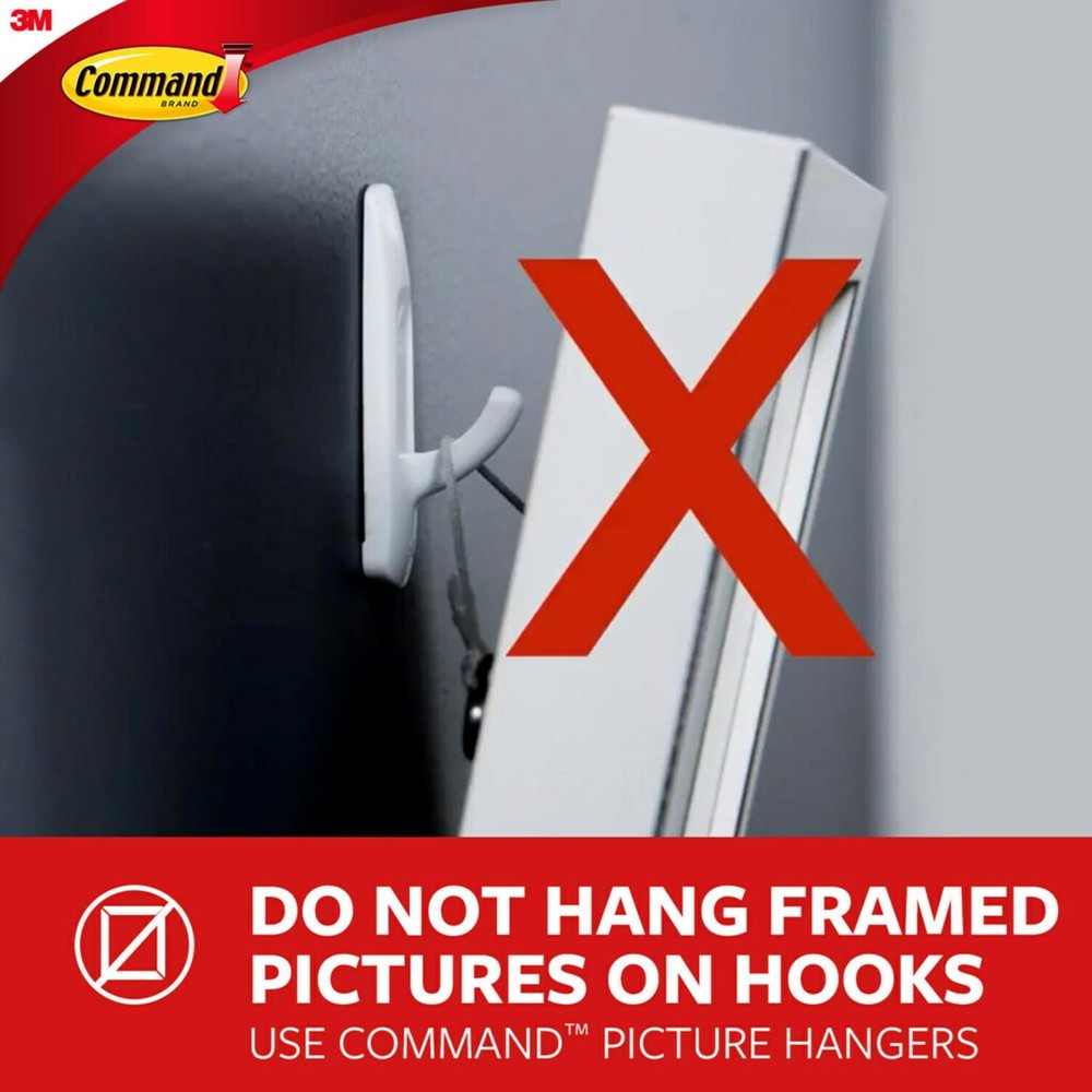 Command Medium Crystal Hook, Holds up to 2 lb, 2 Wall Medium, Transparent