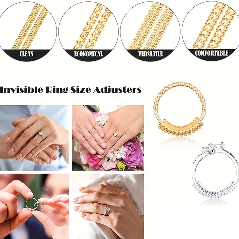 Invisible Ring Sizer Adjuster for Loose Rings, 8 Pack 4 Sizes 8 Pcs