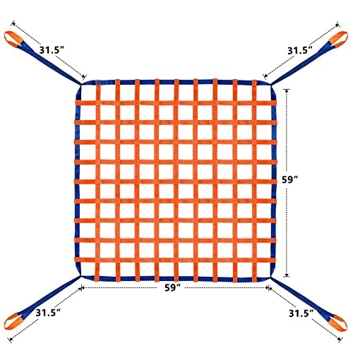 4.92' x 4.92' Cargo Lifting Nets - Flat Polyester Sling Hoisting Net - Max.