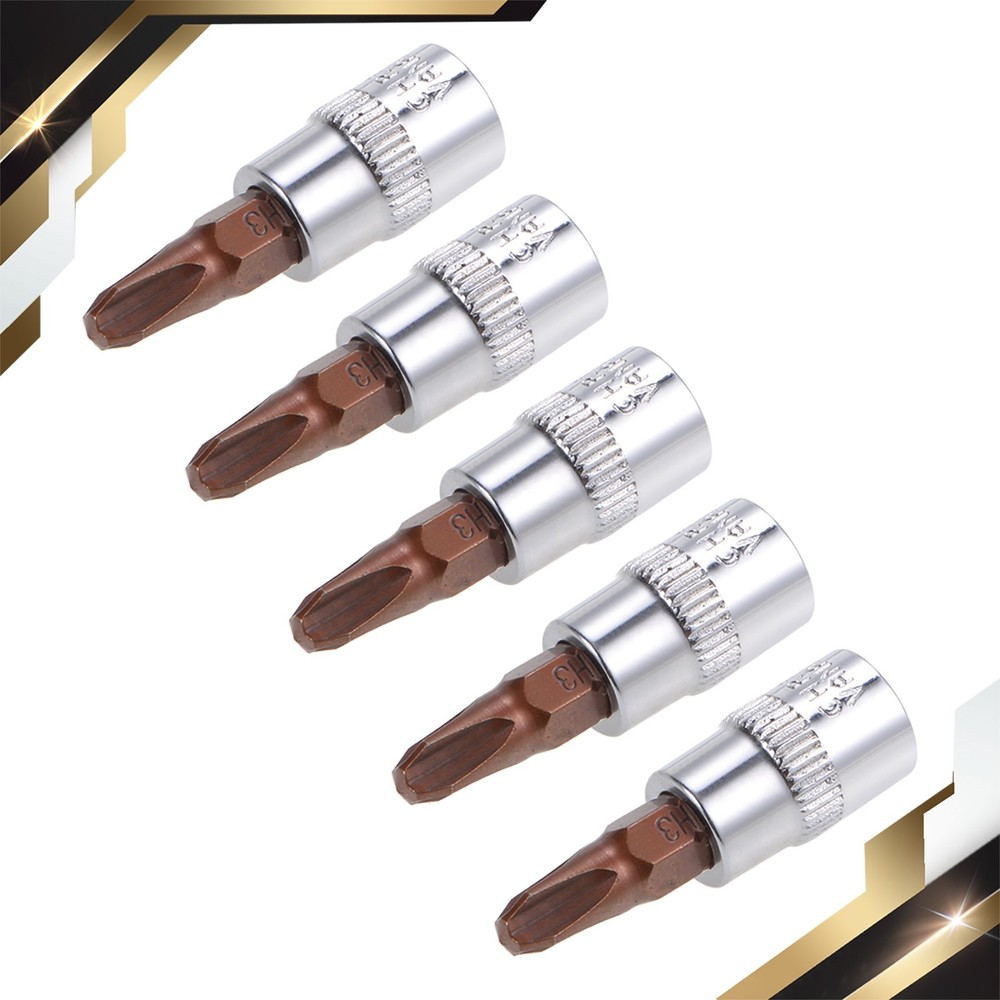 5pack 1/4" Drive x PH3 Phillips Bit Socket Standard Metric S2