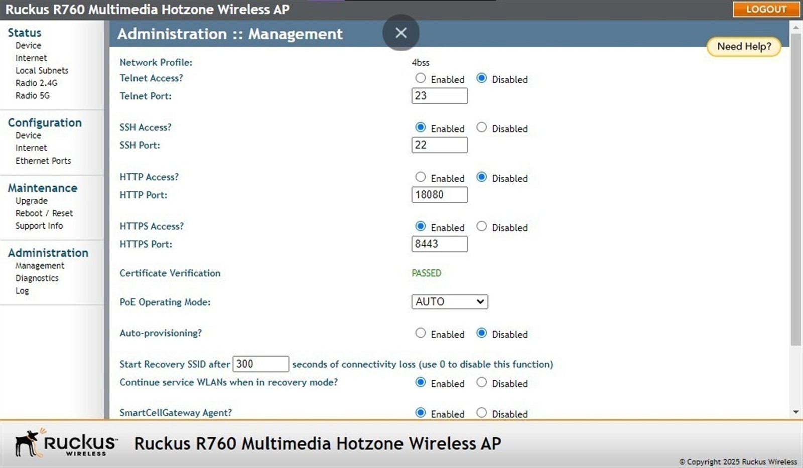 Ruckus R760 901-R760-US00 Indoor Access Point Factory Reset