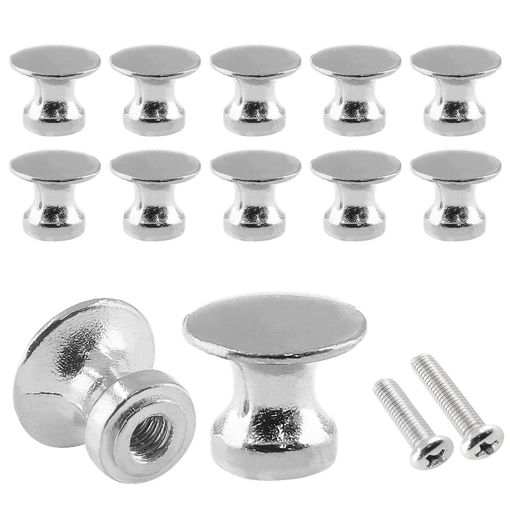 Uenhoy 12 Pcs Mini Cabinet Knobs 1/2 Inch Dia Silver Drawer Knobs Handles Min...