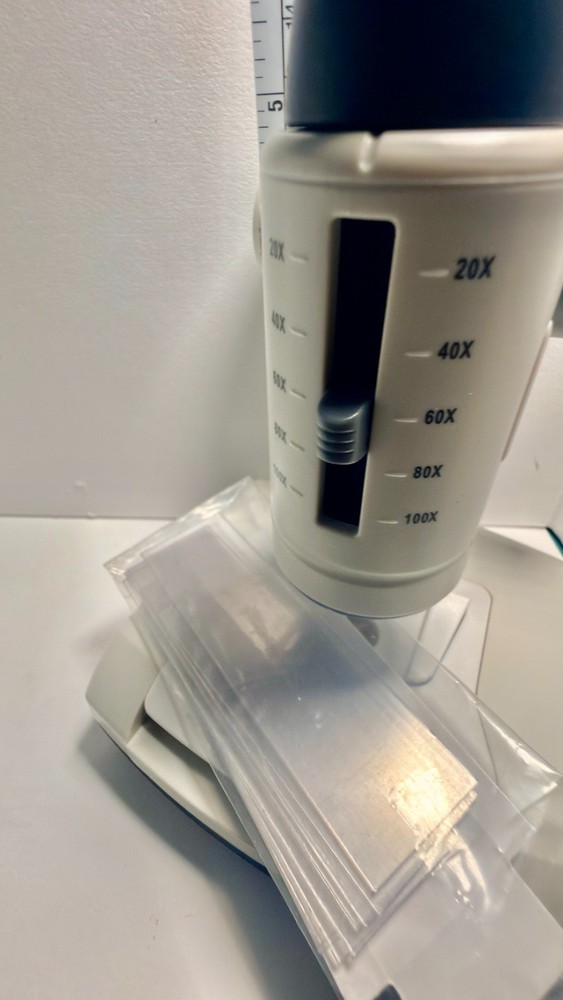 Motic LM-100 Microscope Kit WORKING w Case Sample Slides Tools Student Lab Set