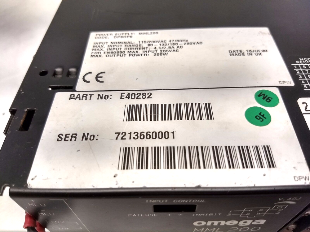 Omega Coutant Lambda MML 200 Power Supply 4.5A, Part No. E40282
