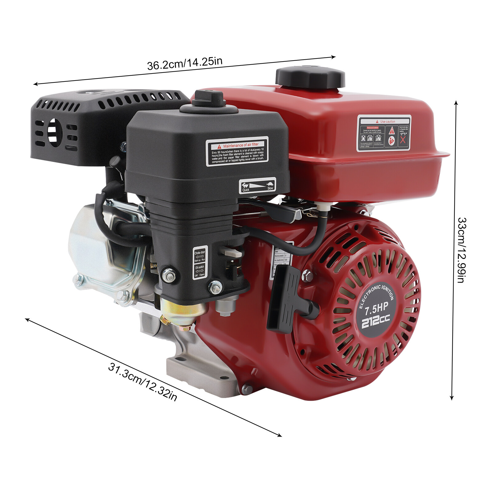 7.5HP Motor 4 Stroke Gas Powered Portable Engine 212cc Air Cooling Pull Start