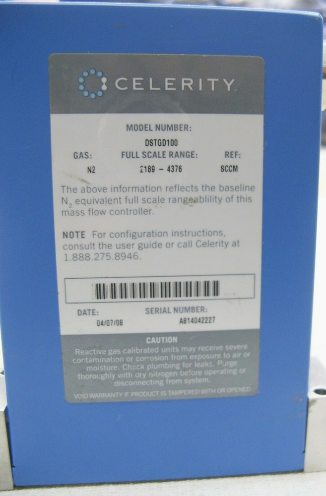 Brooks Celerity IN2 Mass Flow Controller Model DSTGD100 N2 2189-4376 SCCM