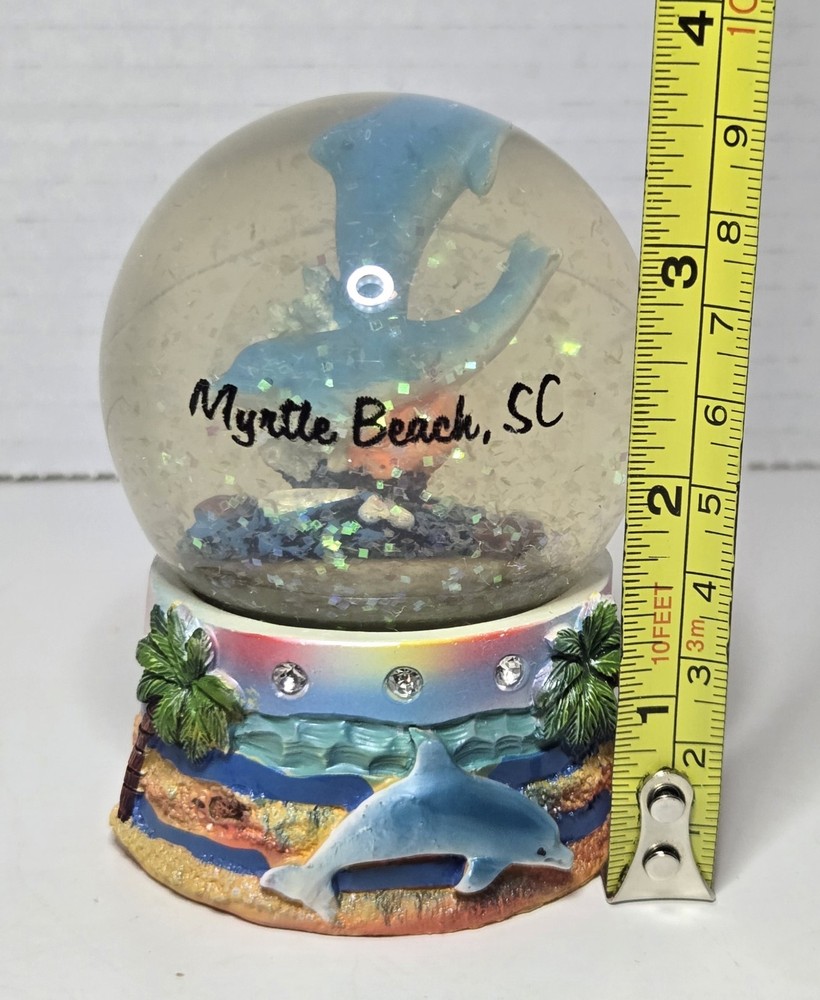 Myrtle Beach, SC Dolphins, Ocean Snow Globe with 3D & Glittery Visual Effect
