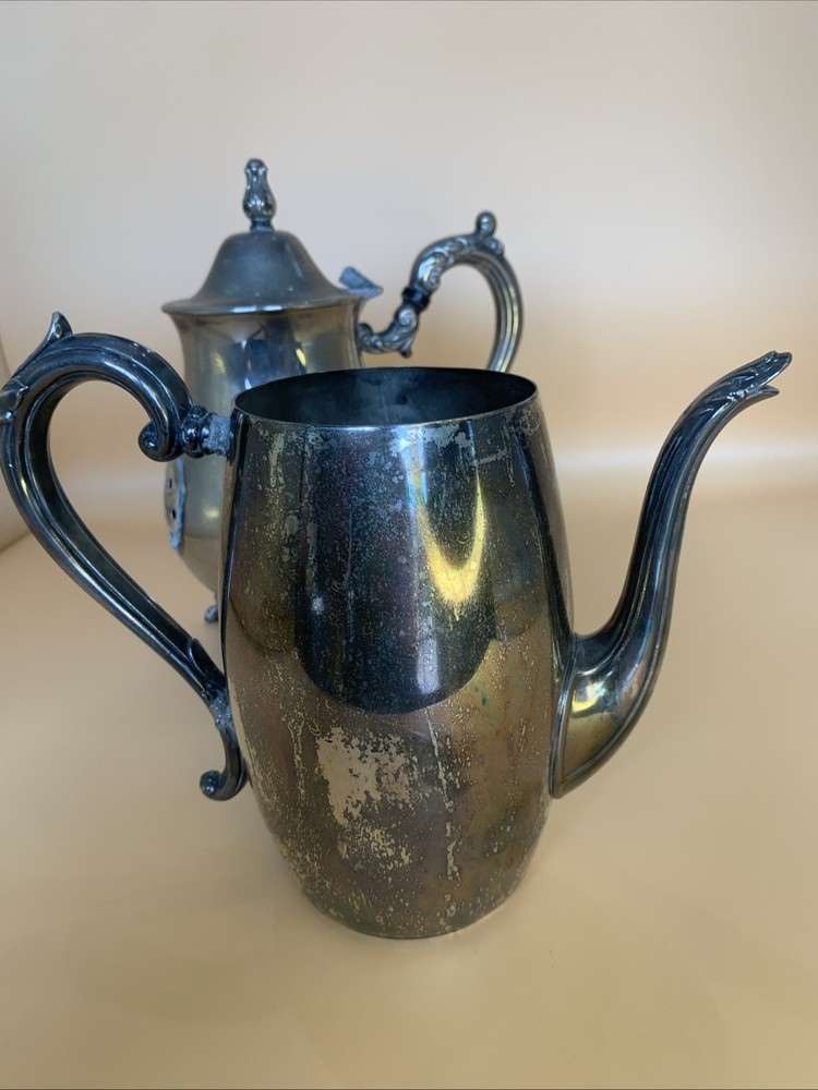 Two Silver Teapots For Crafts Needs Fixed Vintage Silver Tea Pots