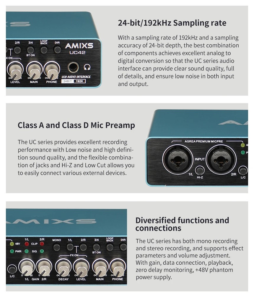 Audio Interface for Recording Computer Free Drive USB External Sound Card new