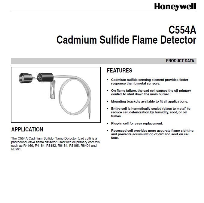 Honeywell Cadmium Sulfide Flame Detector C554A