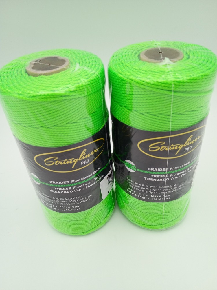 Stringliner Pro 2-Pack Braided Fluorescent Green 1000' Reloadable #18 Nylon Line