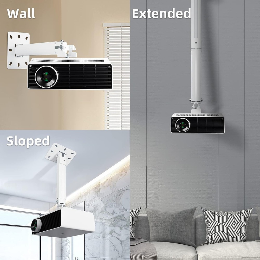 Extended Mini Projector Ceiling Mount Adjustable Wall Mount with Thread Adapters