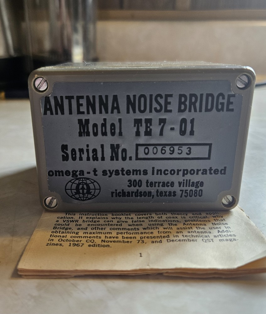 Model TE7-01 Antenna Noise Bridge