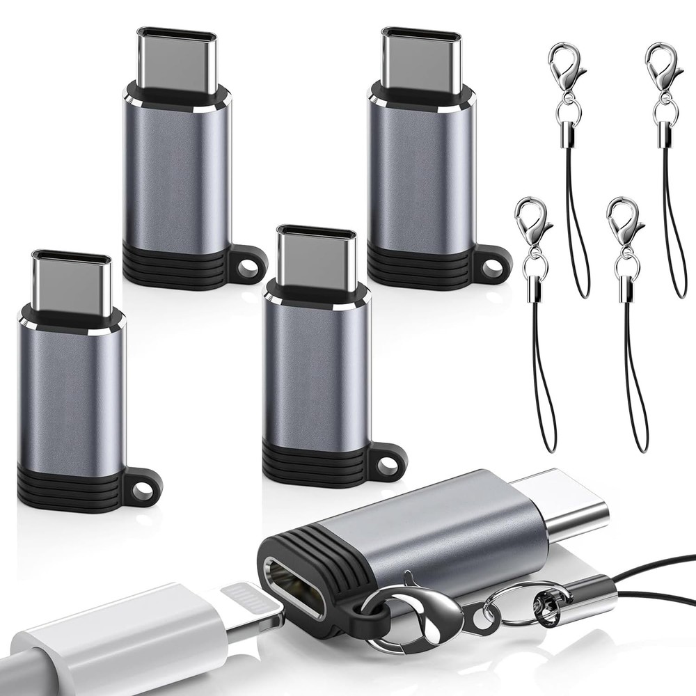 5 Pack USB C to Lightning Charge Adapter for iPhone 16 15, Grey