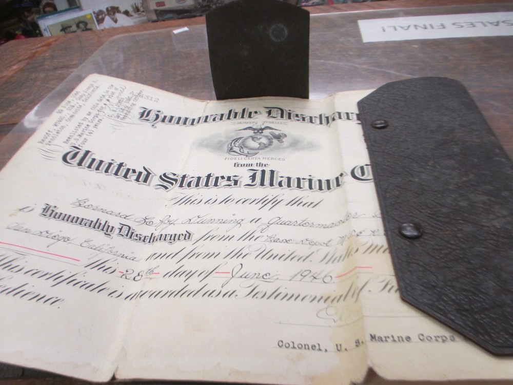 WWII Discharge Papers USMC Leather Case