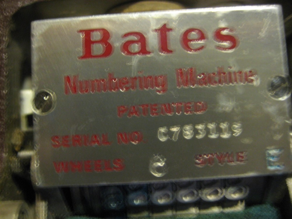 Vintage Bates Numbering Machine 6 Wheels Style E