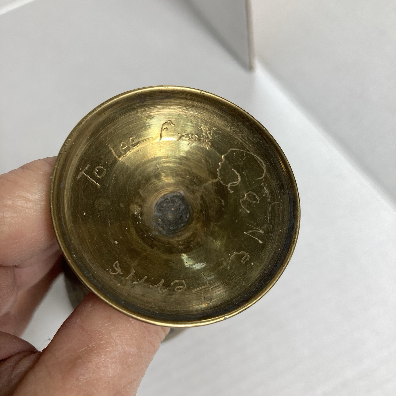 VTG Brass Etched Enameled Vases British India Scalloped Edge 6 In Art Deco MCM