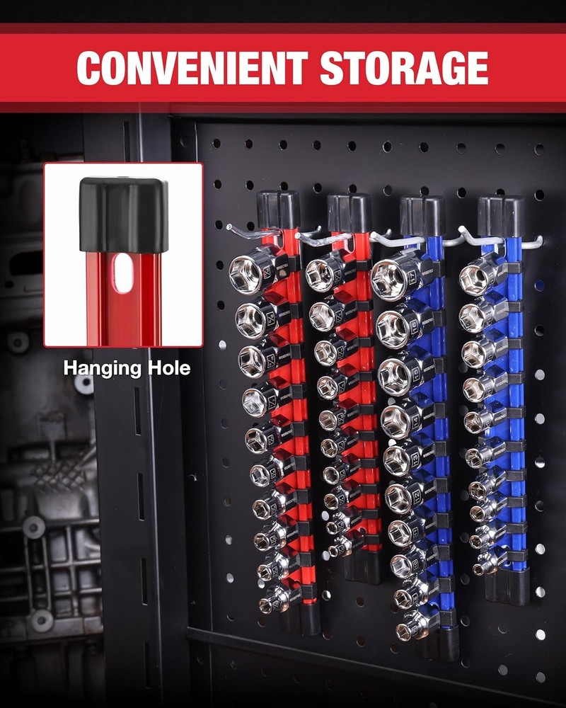 WORKPRO 10PC 3/8" Dr Socket Set Standard & Shallow Socket & Socket Organizer SAE