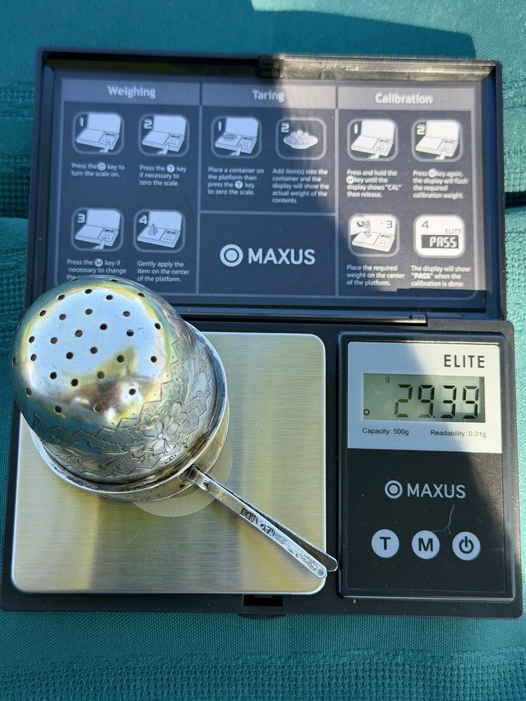 Antique Russian 84 Silver Tea Strainer Imperial Solid Silver Marked Rare!