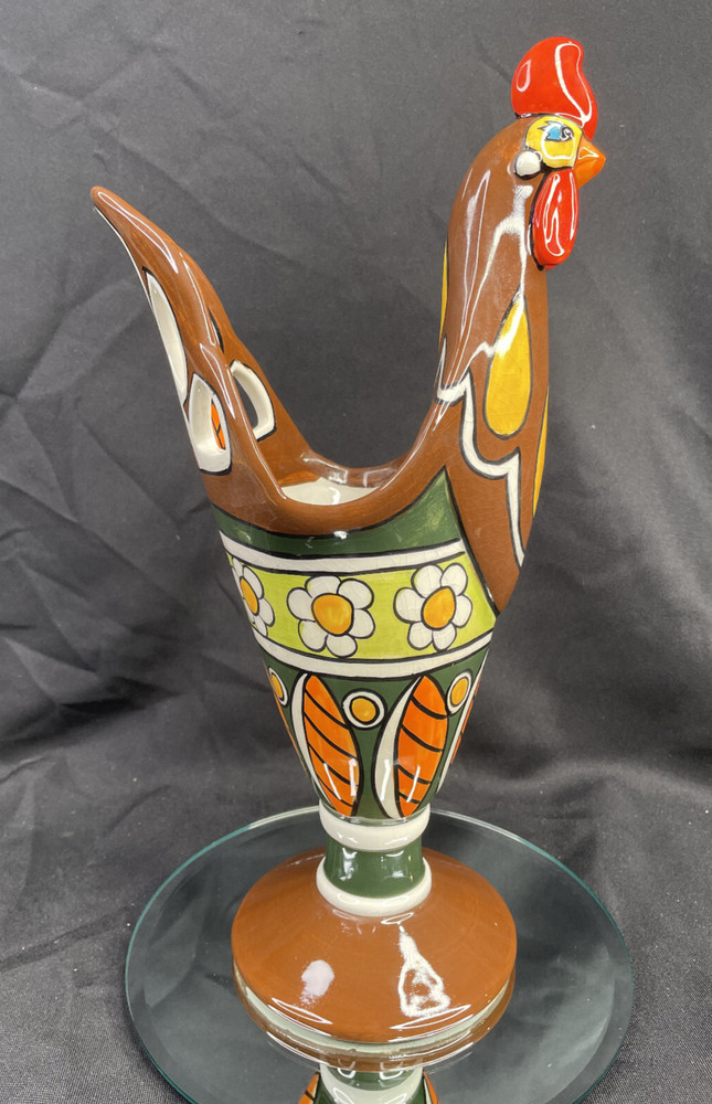 Ceramic Rooster Vase Planter 13”