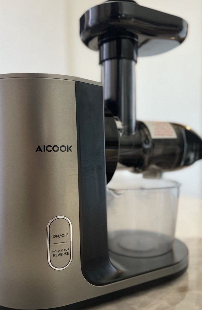 Aicook Electric Masticating Juicer Black Silver Reverse Function Brushed 6 Parts