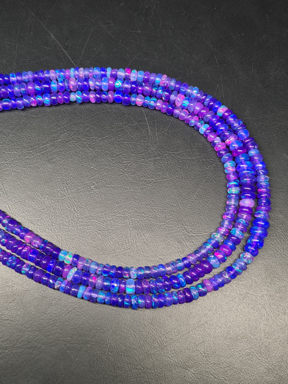 Lilac Ethiopian Opal Rondelle Beads: Handcut Gemstone beads
