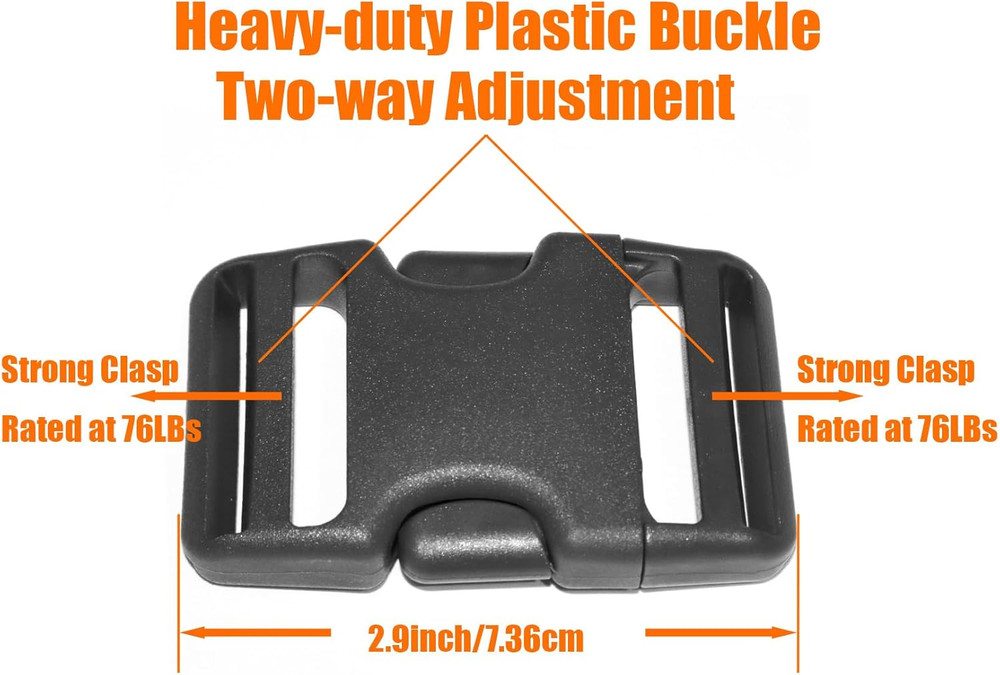 Buckle for 1.5'' Webbing, 2Set Plastic Replacement Side Release Buckles+4Pcs Pla