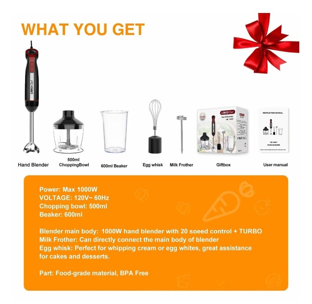 Chefwave CW-HB500 Intermix Hand Immersion Blender - Black/Silver