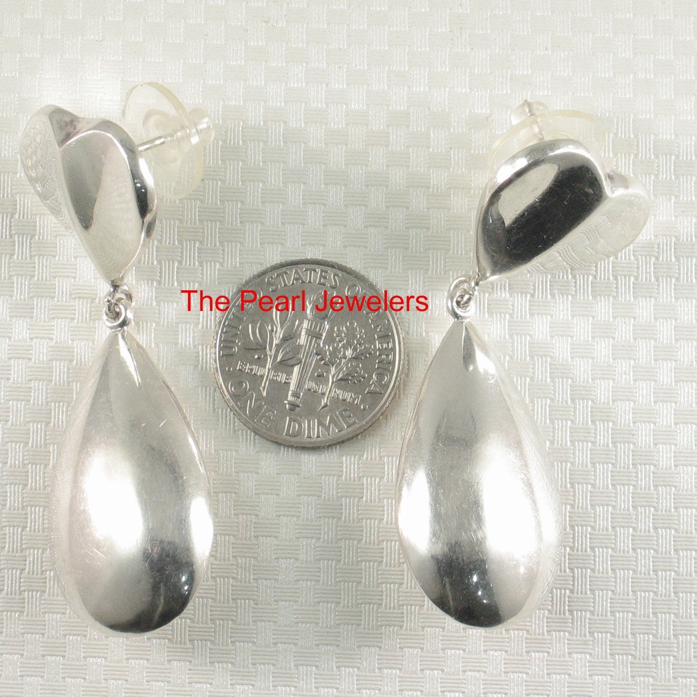 Solid Sterling Silver .925 Dangle Heart Shaped Unique Design Stud Earrings TPJ