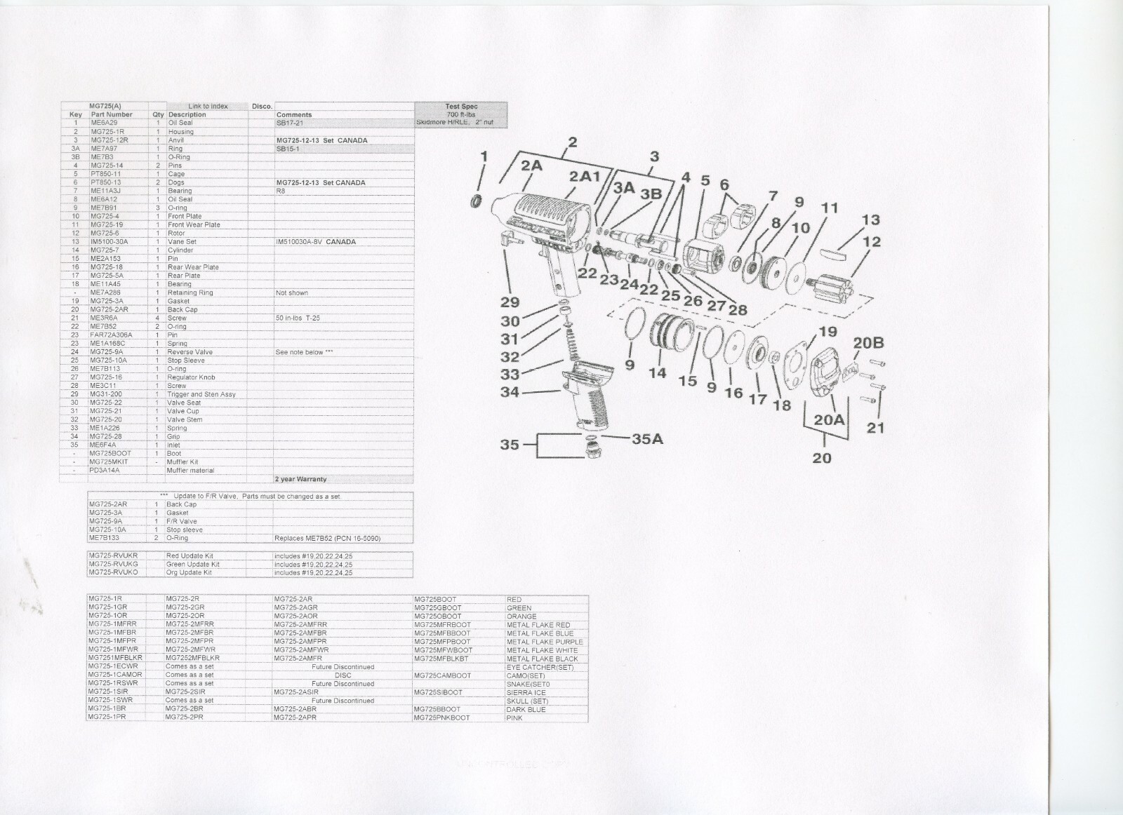 SNAP ON MG725 AND PT850 HAMMER FRAME WITH PINS MG725-11 / PT850-11, MG725-14