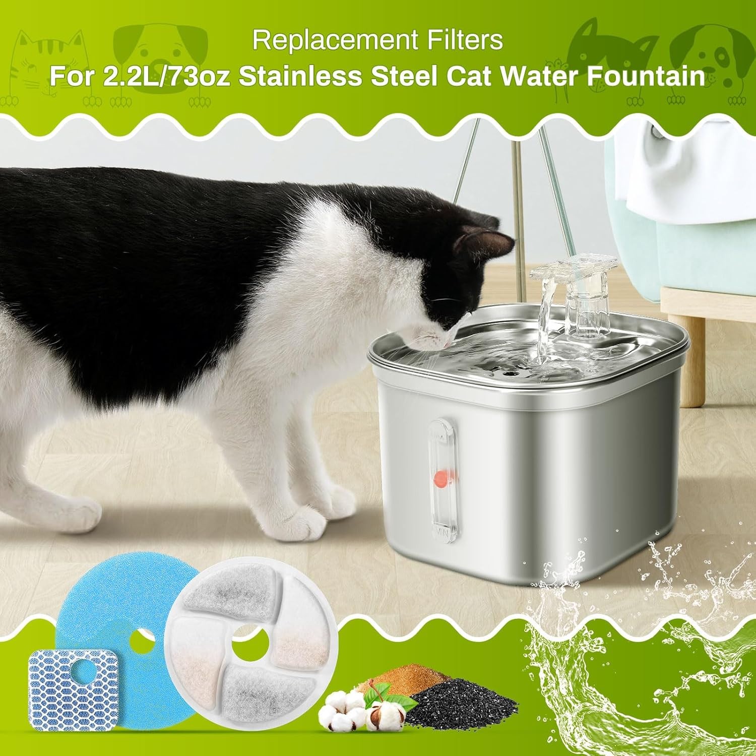 8x Pet Water Fountain Replacement Filters for Cat Dog Drinking Flower USA